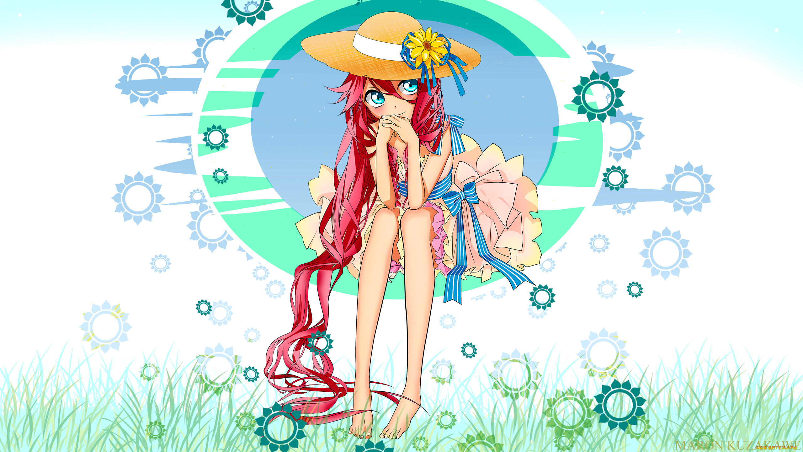 , vocaloid, hair, red, blue, eyes, dress, ia, kuzakawe, maron, long